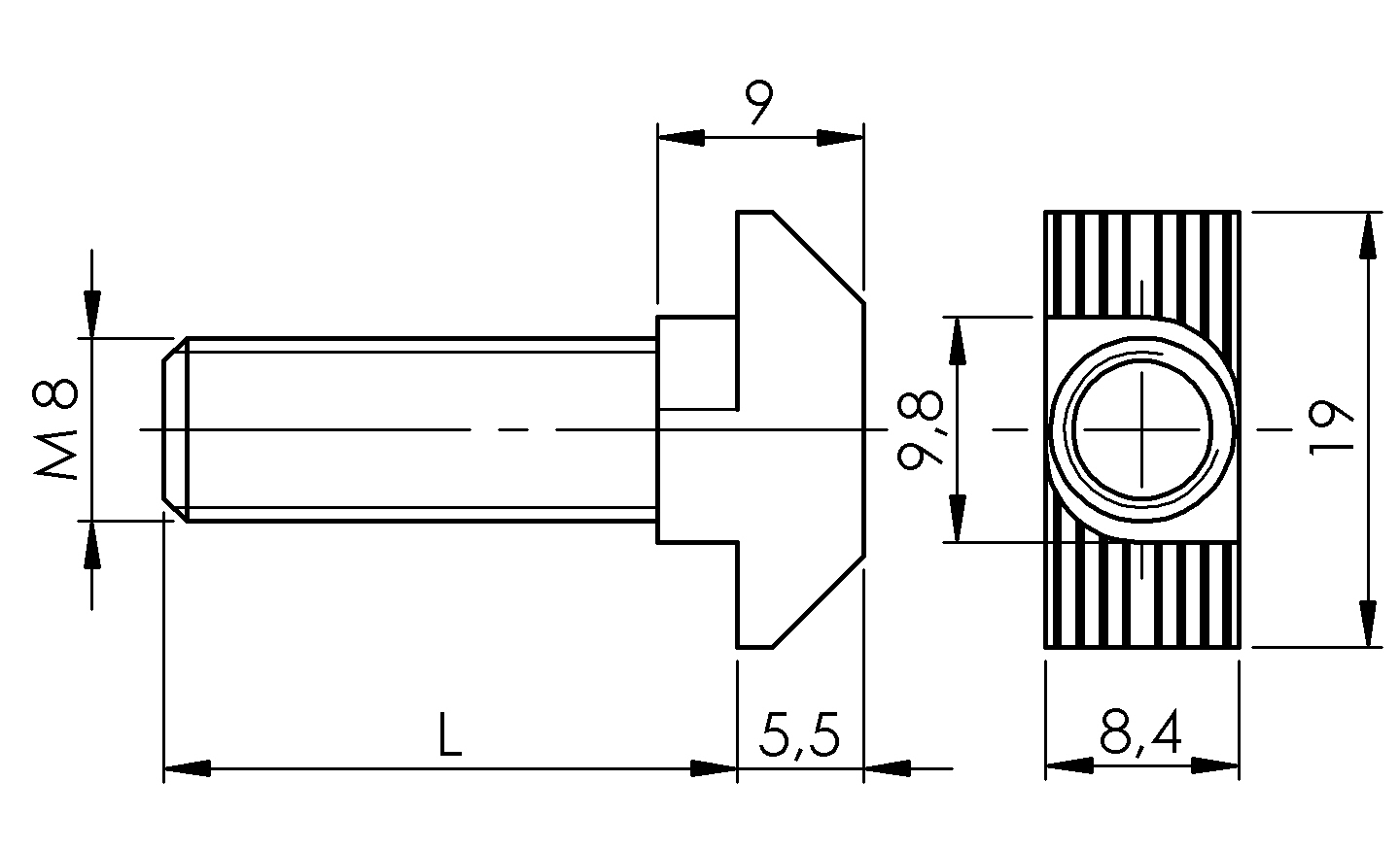 QUARKZMAN 20 Stück Hammerkopfschrauben M8x16mm T-Nut Tropfenbolzen, Kohlenstoffstahl vernickelt Hammerkopf T-Bolzen T-Form Stud Schiebeschraube T Schrauben für 45er Aluminiumprofil