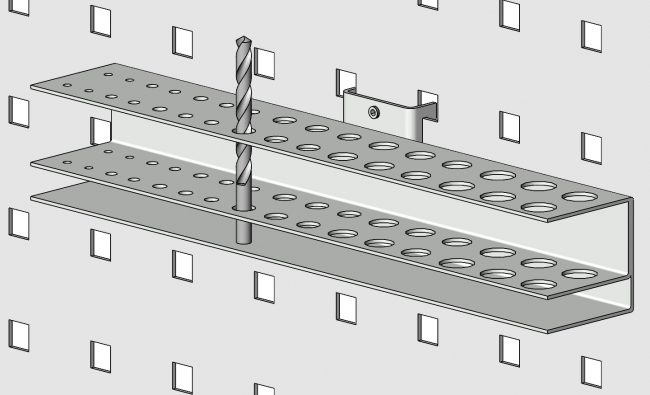 Bohrerhalter, Aufhängung, Lochblech, Zubehör, Aufbewahrung