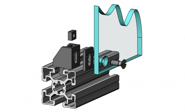 Distanzstück, Scheibenblock, Distanzblock Scheibenblock, Distanzblock, Wellengitter, Flächenelement, Platten, Schreiben, Schutzeinhausung, einfassen, Klemmen, Dichten, Fixieren, Aluprofiltechnik