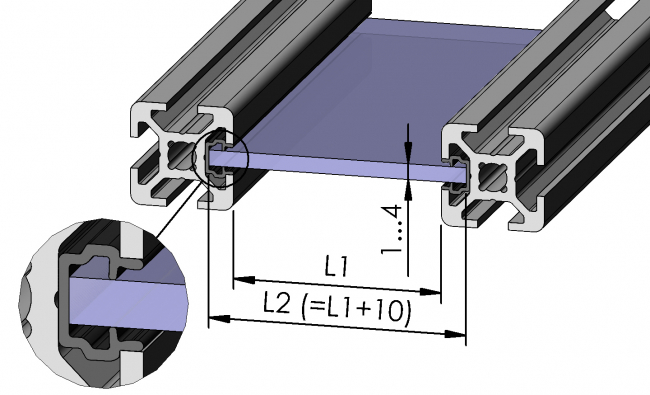 Einfassprofil Nut 6, Flächenelement, Türenelement Flächenelement, Türenelement, Platten, Schreiben, Schutzeinhausung, einfassen, Klemmen, Dichten, Fixieren