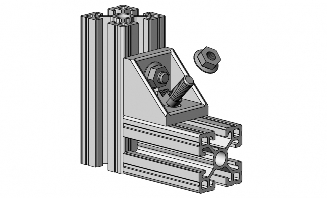 Hammerschraube inkl. M8 Rippmutter Nut 10, Profilzubehör Profilzubehör, HS, Gewindeplatte, Rhombusstein, Nut, Aluprofiltechnik