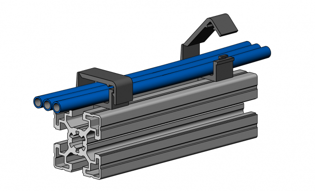 Kabelclip 1-Kammer, Haltering, Kabelführung, Schlauchführung Haltering, Kabelführung, Schlauchführung, Leitungsführung, Installationselemente, Flexibel, elastisch, dynamisch, Kabelfixierung, Leitungsfixierung, Kabelhalter, Zugentlastung, Kabelhalterung, Kabelklemme, Aluprofiltechnik