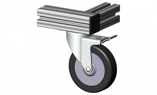 Lenkrolle mit Rückenplatte TPE, Rad, Reifen, Rolle Lenkrolle, Bockrolle, Feststeller, Rolle, Rückenloch, Rückenplatte, Bodenrollen, Reifen, Transport