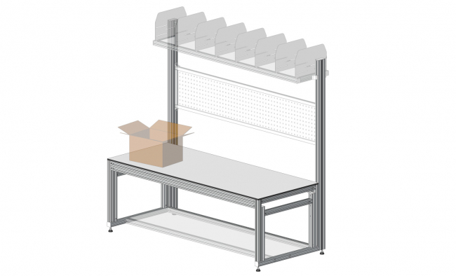 Premium-Arbeitsplatz höheneinstellbar, Werkbank, Montageplatz, Logistikarbeitsplatz