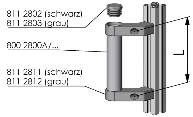 Rohrhandgriff Ø28, Griff, Handgriff, Sicherheitshandgriff Griff, Handgriff, Sicherheitshandgriff, Maschinenbauordnung, Designhandgriff, flexibler Handgriff, Aluhandgriff, Alu Handgriff, Aluminium Profilsystem