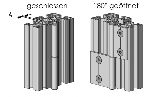 Scharnier 30/45 innenliegend aushängbar, Angel, Gelenk, Beschlag Angel, Gelenk, Beschlag, Drehgelenk, Haspe