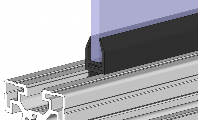 Schutzscheibenprofil, Flächenelement, Türenelement Flächenelement, Türenelement, Platten, Scheiben, Schutzeinhausung, einfassen, Klemmen, Dichten, Fixieren