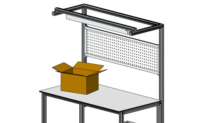 Werkbank, Montageplatz, rollbar, Logistikplatz, Logistikarbeitsplatz, Versandplatz, Systemplatz, Modular, Arbeitstisch, Arbeitsstation
