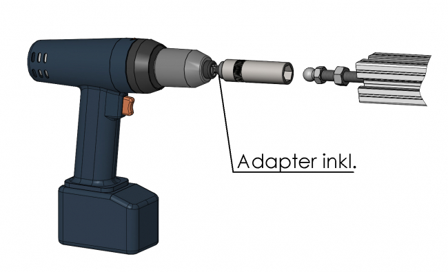 Stecknuss tief für Stellfüße, Nuss, Antrieb, Adapter Stecknuss tief für Stellfüße, Nuss, Antrieb, Adapter