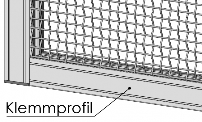 Wellengitter, Schutzeinhausung, Aluprofiltechnik Wellengitter, Wellengitter, Flächenelement, Platten, Schreiben, Schutzeinhausung, einfassen, Klemmen, Dichten, Fixieren, Aluprofiltechnik