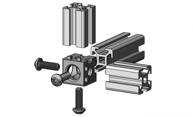 Würfelverbinder für 3 Profile, Eckverbinder, Knotenverbinder Eckverbinder, Knotenverbinder, Rahmenverbinder, Gehäußeverbinder, Würfel, Außenverbinder, Verbinder, Verbindungselement