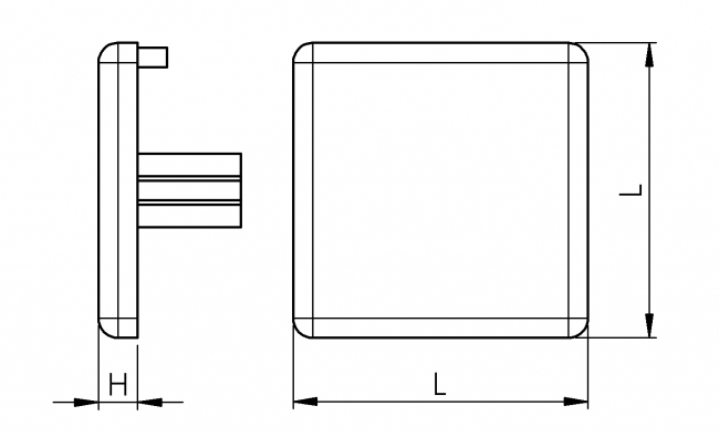Abdeckkappe Quadrat für Nut 6 und 8, Profilzubehör, Aluminiumprofil, Systemprofil Profilzubehör, Aluminiumprofil, Systemprofil, Aluprofil, Maschinenbauprofil, Raster 20, Raster 30, Raster 40, Raster 45, Raster 50, Nut 6, Nut 8, Nut 10