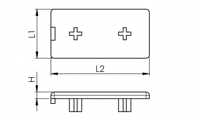 Abdeckkappe Rechteck, Aluminiumprofil, Systemprofil Profilzubehör, Aluminiumprofil, Systemprofil, Aluprofil, Maschinenbauprofil, Raster 20, Raster 30, Raster 40, Raster 45, Raster 50, Nut 6, Nut 8, Nut 10