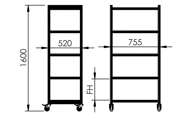 Behälterwagen für Sichtlagerkasten zweireihig, Systemwagen für Eurobehälter KLT, Systemwagen für Eurobehälter, Packaging, Materialbereitstellung, Logistik, Intralogistik, Kommissionierwagen, Supermarktwagen