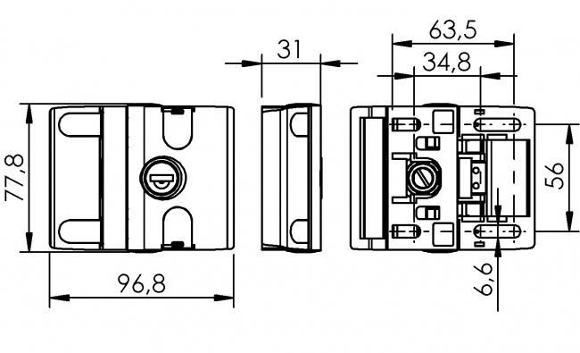 Fallenverschluss, Fallenschloss, Türschloss Fallenverschluss, Federreigelverschluss, Federriegel, Federriegelschloss, Riegelschloss, Riegelverschluss, Türschloss