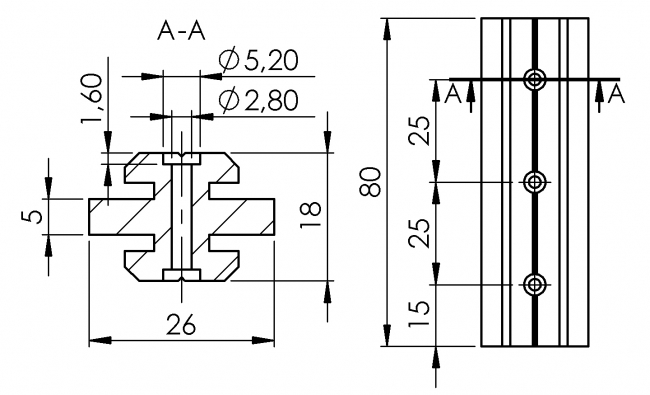 Gleiter Typ A für Nut 8, Lineartechnik Lineareinheit, Lineartechnik, Linearrollen, Linearschlitten, Gleitschiene, Rollschiene, Lastschlitten