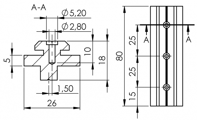 Gleiter Typ C für Nut 8, Lineartechnik Lineareinheit, Lineartechnik, Linearrollen, Linearschlitten, Gleitschiene, Rollschiene, Lastschlitten