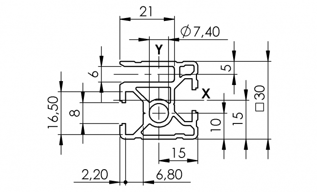 Klemmprofil 1N Nut 8, Einfassprofil, Rahmenprofil Klemmprofil 1N Nut 8, Einfassprofil, Rahmenprofil, Endprofil, Eckprofil, Aluminiumprofil, Systemprofil, Aluprofil, Maschinenbauprofil, Raster 30, Nut 8
