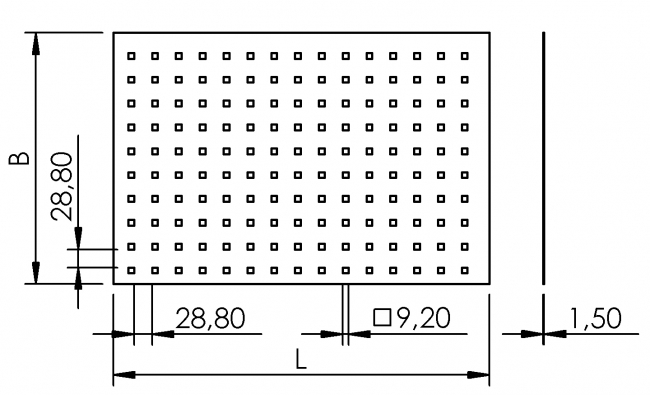 Lochblech, Materialbereitstellung, Werkzeugwand Materialbereitstellung, Werkzeugwand, Flächenelement, Platten, Schreiben, Schutzeinhausung, einfassen, Klemmen, Dichten, Fixieren, Aluprofiltechnik