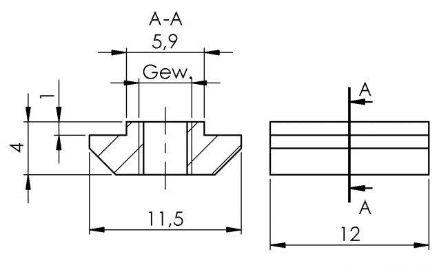 Nutenstein Nut 6, Gewindeplatte, Rhombusstein Profilzubehör, NS, N-Stein, Gewindeplatte, Rhombusstein, Aluprofiltechnik