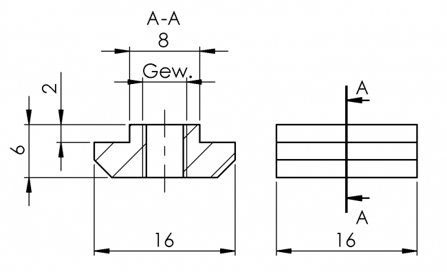 Nutenstein Nut 8, Gewindeplatte, Rhombusstein Profiilözubehör, NS, N-Stein, Gewindeplatte, Rhombusstein, Aluprofiltechnik
