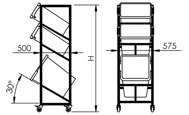 Recyclingwagen, Behälterwagen, Sammelwagen, Hausmeisterwagen, Logistikwagen, Intralogistik,  Kastenwagen, multifunktional, Behälter, Abfall, Müll, Verwertung,
