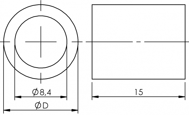 Reduzierhülse für M8, Distanzhülse, Adapter, Adapterhülse, Rohr Reduzierhülse für M8, Distanzhülse, Adapter, Adapterhülse, Rohr