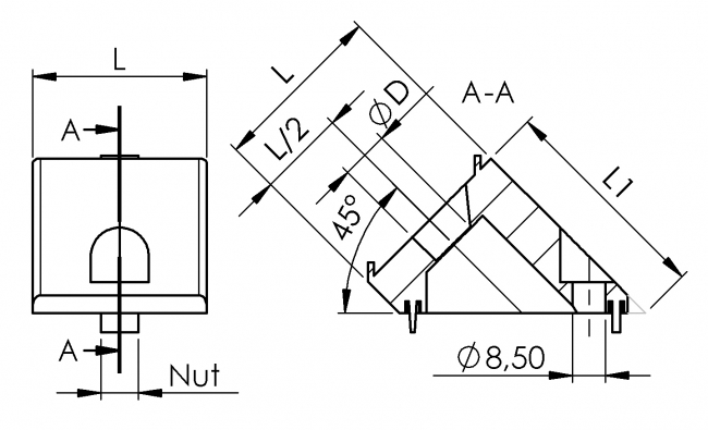 Schrägverbinder 45x45, Schrägverbinder, Schräg, Verbinder, Verbindung