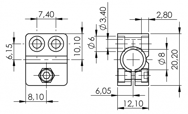 Sensorhalter 8, Sensorik, Sensorenhalter, Lichtschranke Sensorik, Sensorenhalter, Lichtschranke, Näherungssensor, Installationselemente, Zählschranke, Temperaturmesser, IR Sensor, Infrarotsensor, IR-Sensor