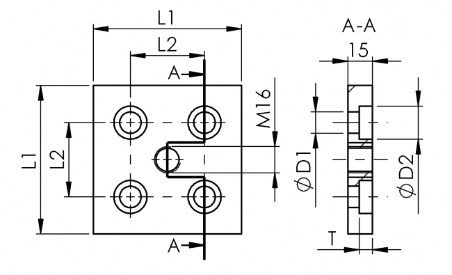 Transport- bzw. Abschlussplatte Quadrat, Transportsicherung, Kopfplatte Transportplatte, Transportsicherung, Kopfplatte, Transportvorrichtung, Ringschraube