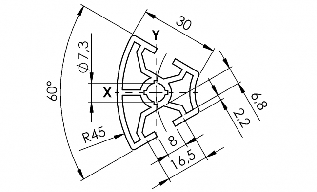 Winkelprofil 30 x 60°, Aluminiumprofil, Systemprofil, Maschinenbauprofil Winkelprofil 30 x 60°, Profil 30, Profil, Grundprofil, Winkel, Winkelprofil