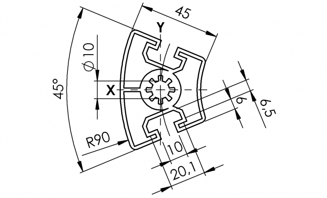 Winkelprofil 45 x 45°, Winkelprofil 45, Winkelprofil, Profil, Grundprofil