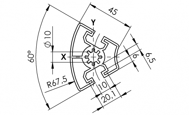 Winkelprofil 45 x 60°, Aluminiumprofil, Systemprofil, Maschinenbauprofil Winkelprofil 45 x 60°, Winkelprofil 45, Winkelprofil, Profil, Grundprofil