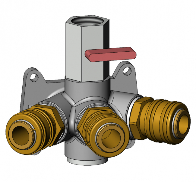 Druckluftverteiler 3-fach mit Kupplungen, Druckluftschnellkupplungen, Luftschlauchkupplung, mit pneumatischen Anschlüssen, Kupplungsstecker und Dichtung, Druckluftweiche 1/8 Zoll mit 3x Kupplungsdosen und Stecknippel NW 7,2 Luftweiche, Verteiler