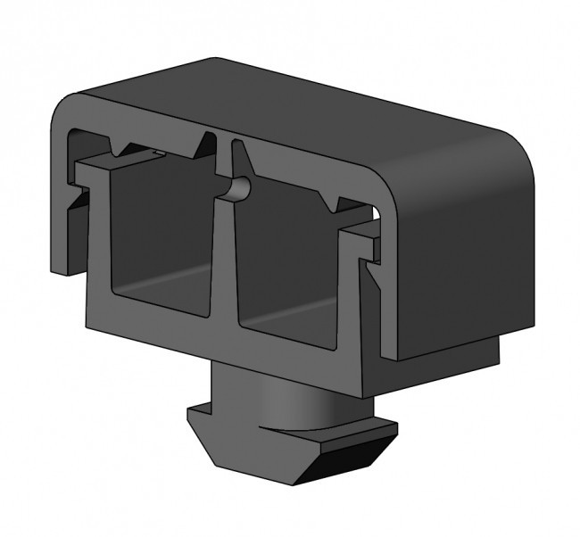 Kabelclip 2-Kammer, Haltering, Kabelführung, Schlauchführung Haltering, Kabelführung, Schlauchführung, Leitungsführung, Installationselemente, Flexibel, elastisch, dynamisch, Kabelfixierung, Leitungsfixierung, Kabelhalter, Zugentlastung, Kabelhalterung, Kabelklemme, Aluprofiltechnik