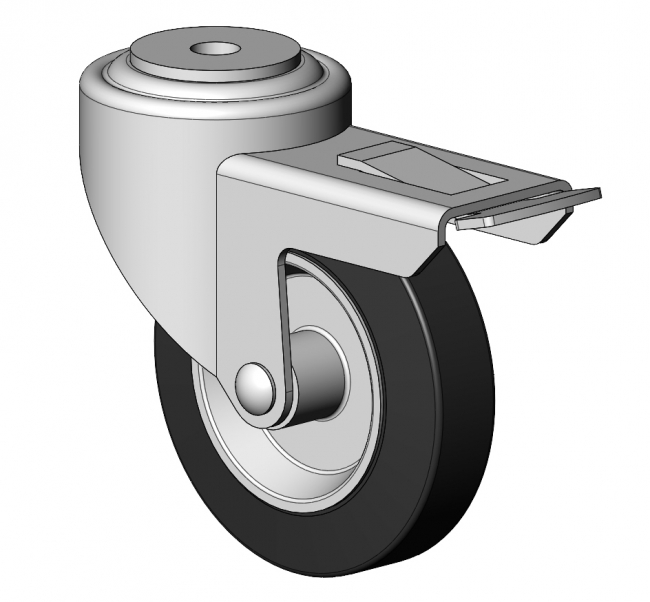 Lenkrolle mit Rückenloch PA, Rad, Reifen, Rolle Lenkrolle, Bockrolle, Feststeller, Rolle, Rückenloch, Rückenplatte, Bodenrollen, Reifen, Transport