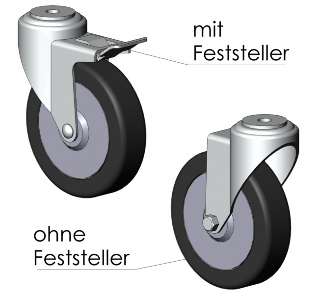 Lenkrolle mit Rückenloch TPE, Rad, Reifen, Rolle Lenkrolle, Bockrolle, Feststeller, Rolle, Rückenloch, Rückenplatte, Bodenrollen, Reifen, Transport